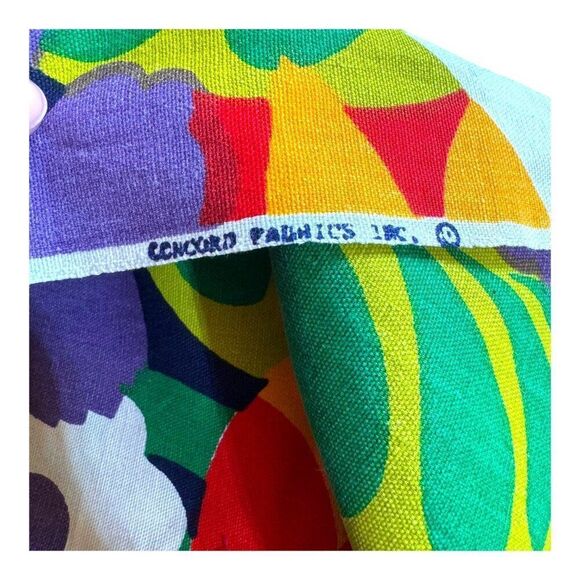 Vtg Concord Fabrics Retro Flower Power Floral Print Hippie Print Boho Kitsch SEE - Picture 6 of 7
